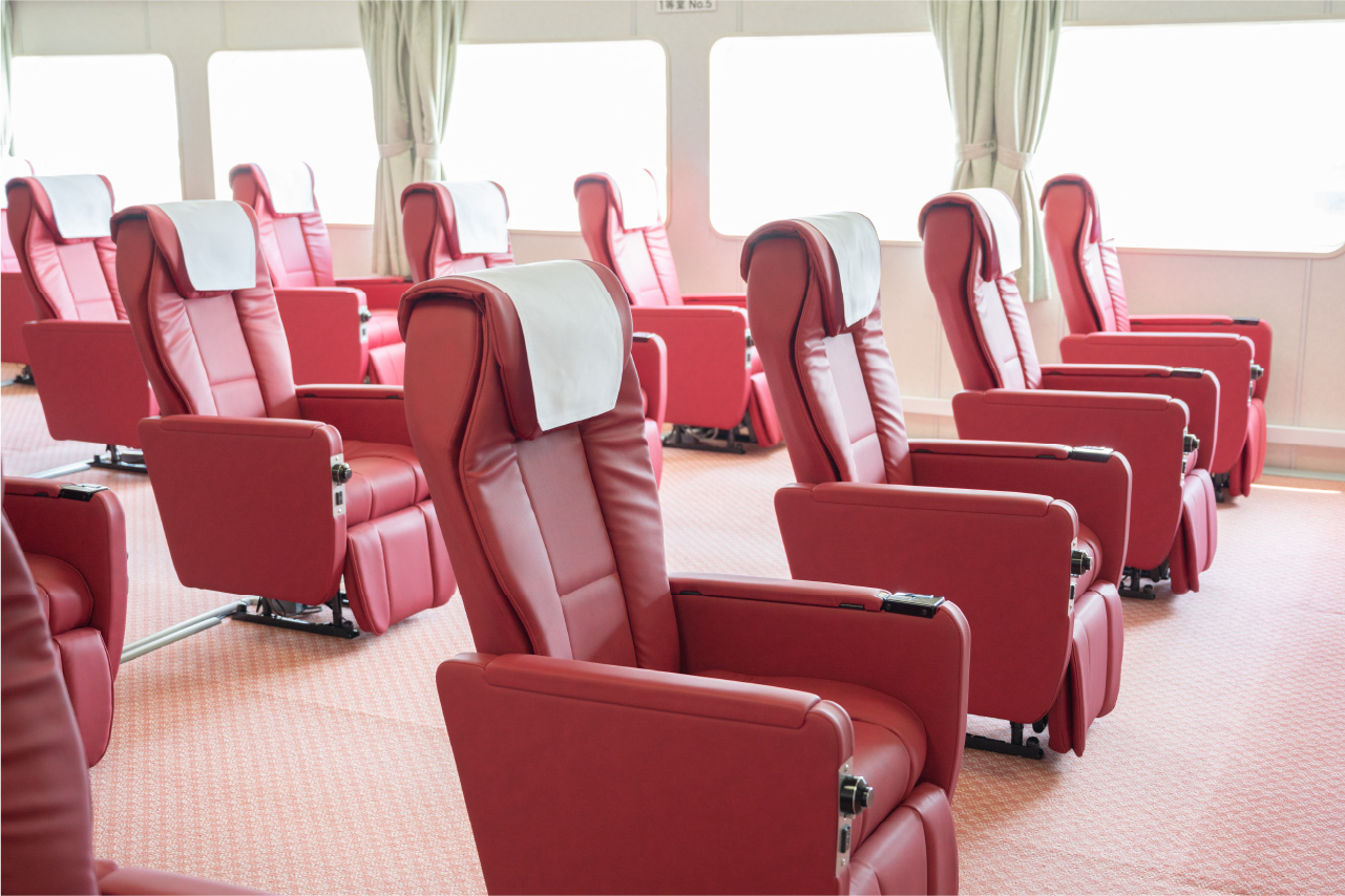 First class cabin with convenient chairs