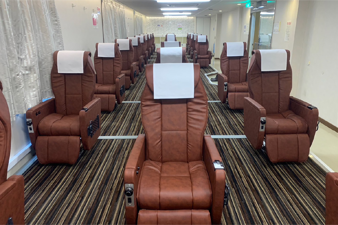 First class cabin with convenient chairs